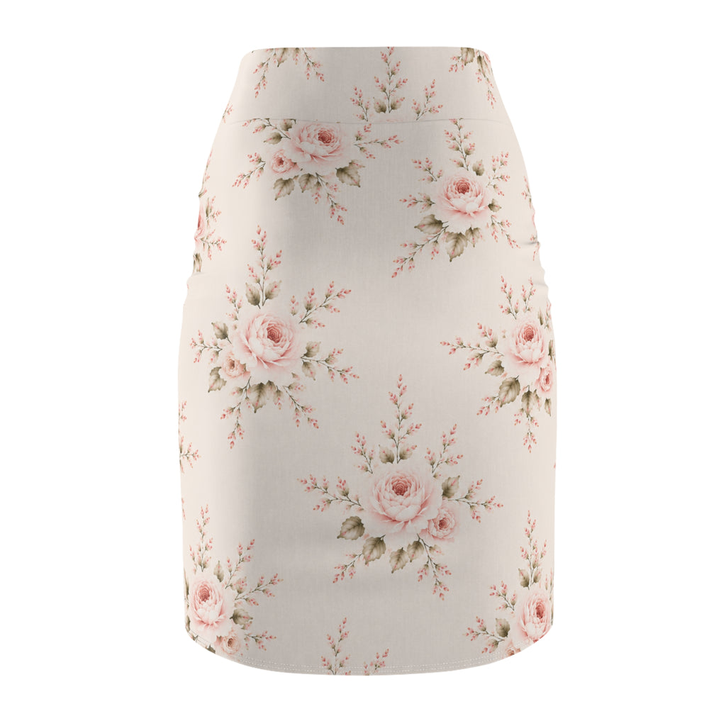 Bride Floral Pencil Skirt — Romantic Rose Bridal Skirt for Bachelorette & Wedding Events