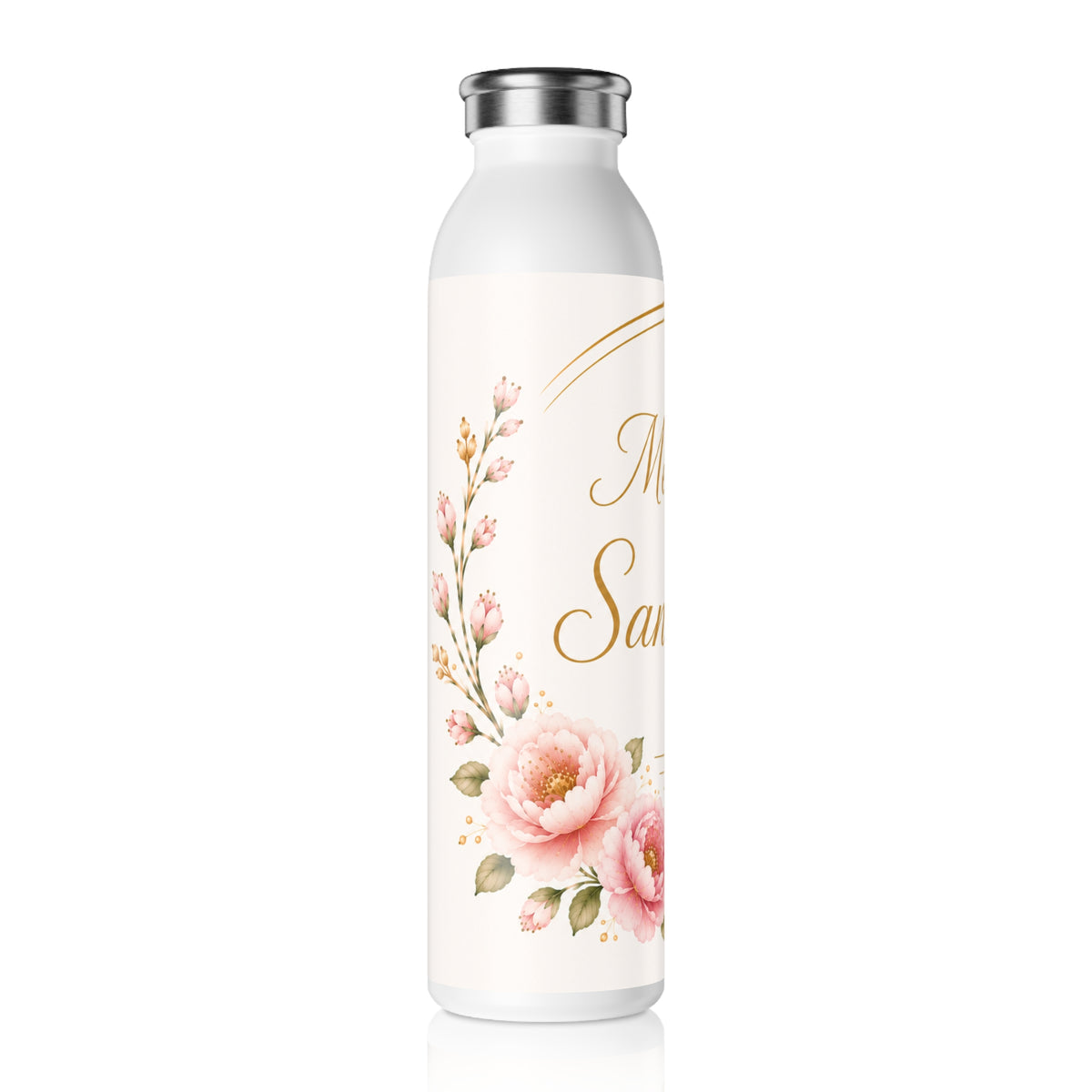 Copy of Meet Me in Santorini Slim Water Bottle — Floral Travel Insulated Bottle
