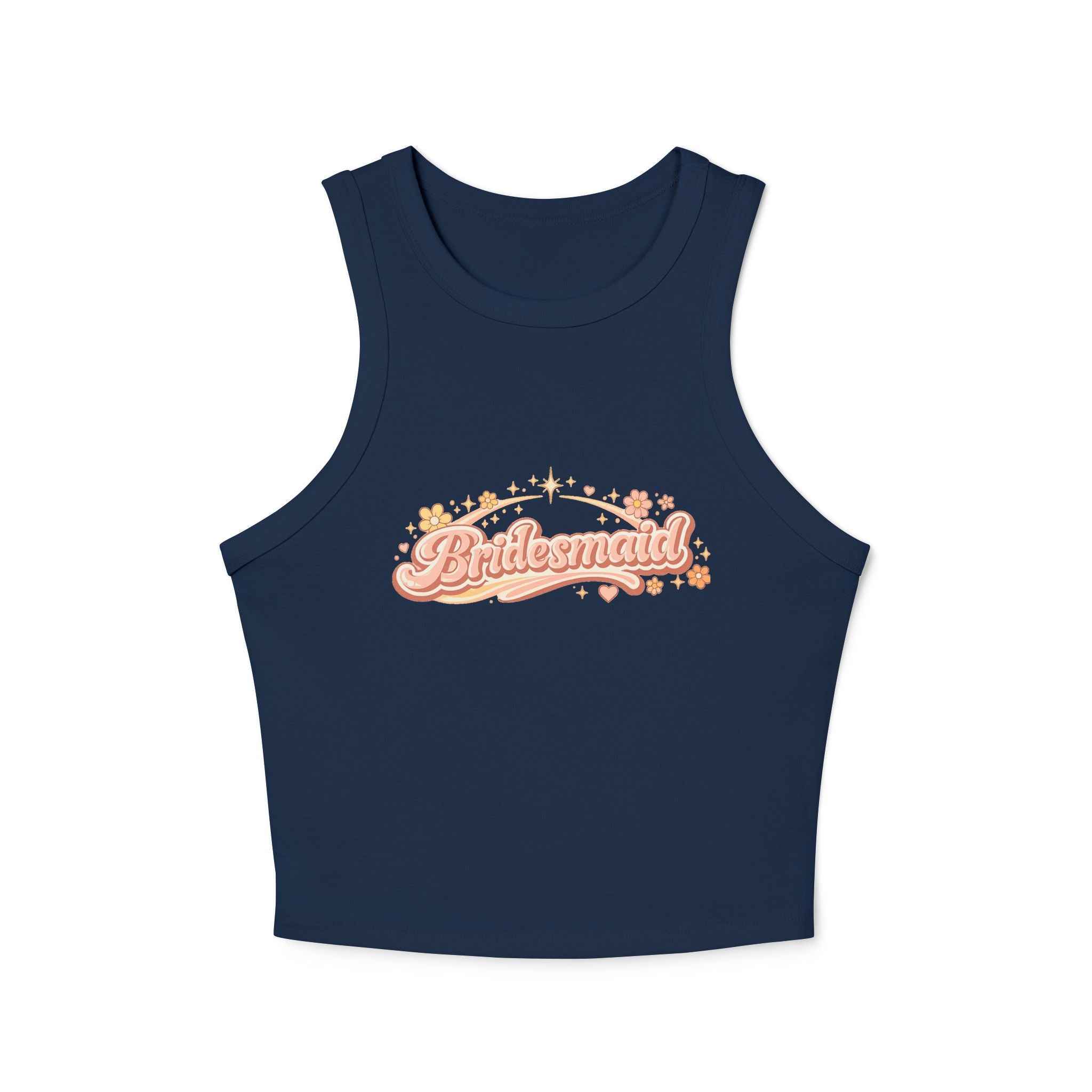 Bridesmaid Floral Script Racer Tank