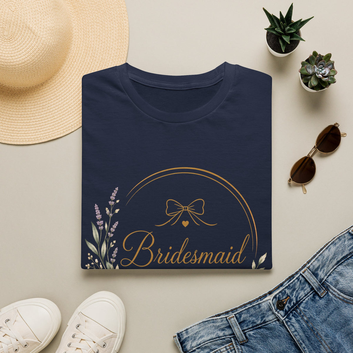 Bridesmaid Floral Gold T-Shirt