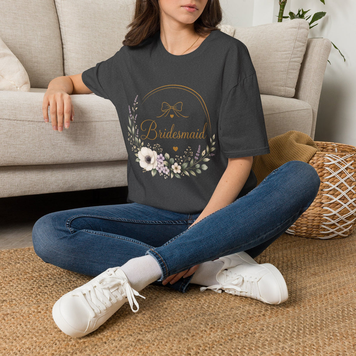 Bridesmaid Floral Gold T-Shirt
