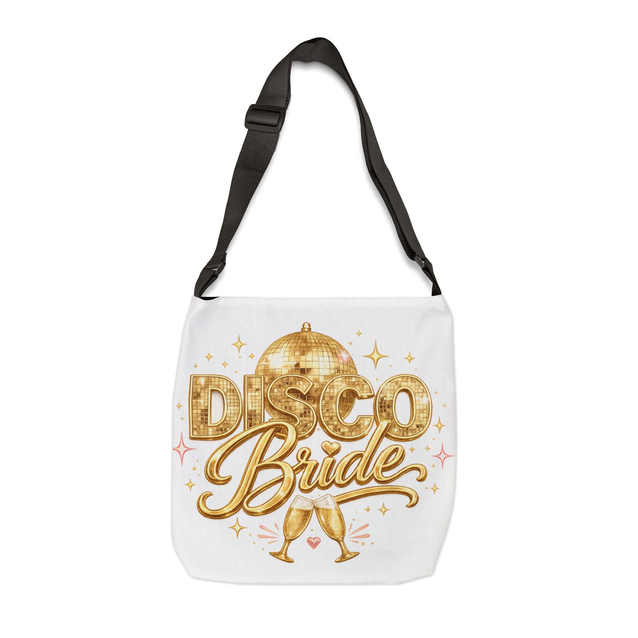Disco Bride Tote Bag – Gold Disco Ball Bachelorette Party Adjustable Tote
