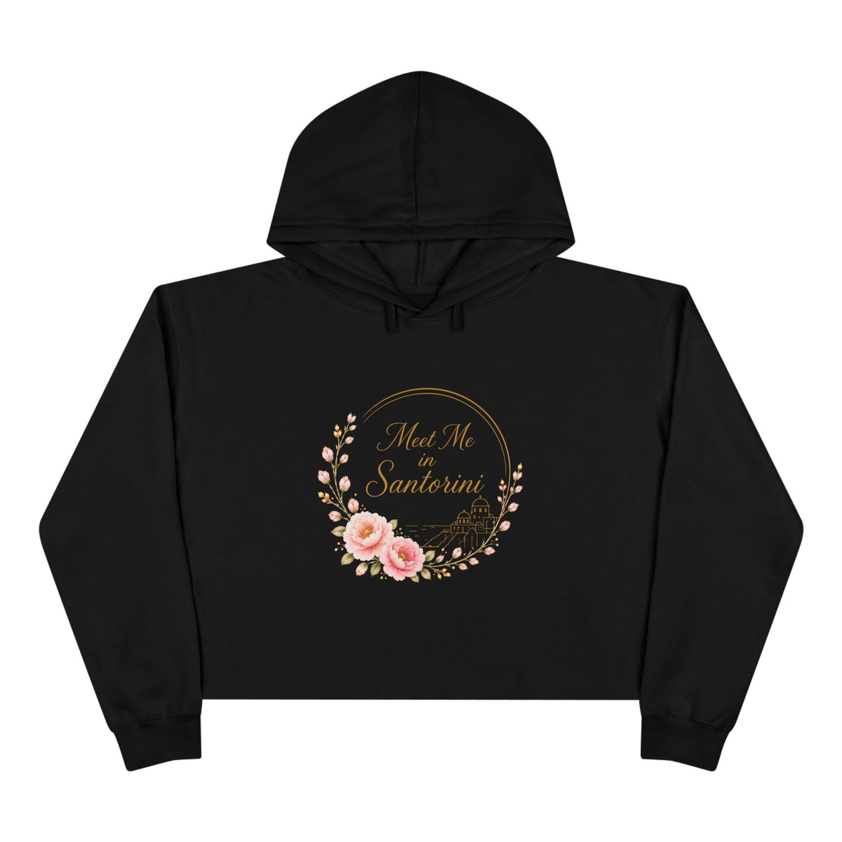 Copy of Meet Me on Santerin Crop Hoodie — Floral Wreath Women's Cropped Hoodie