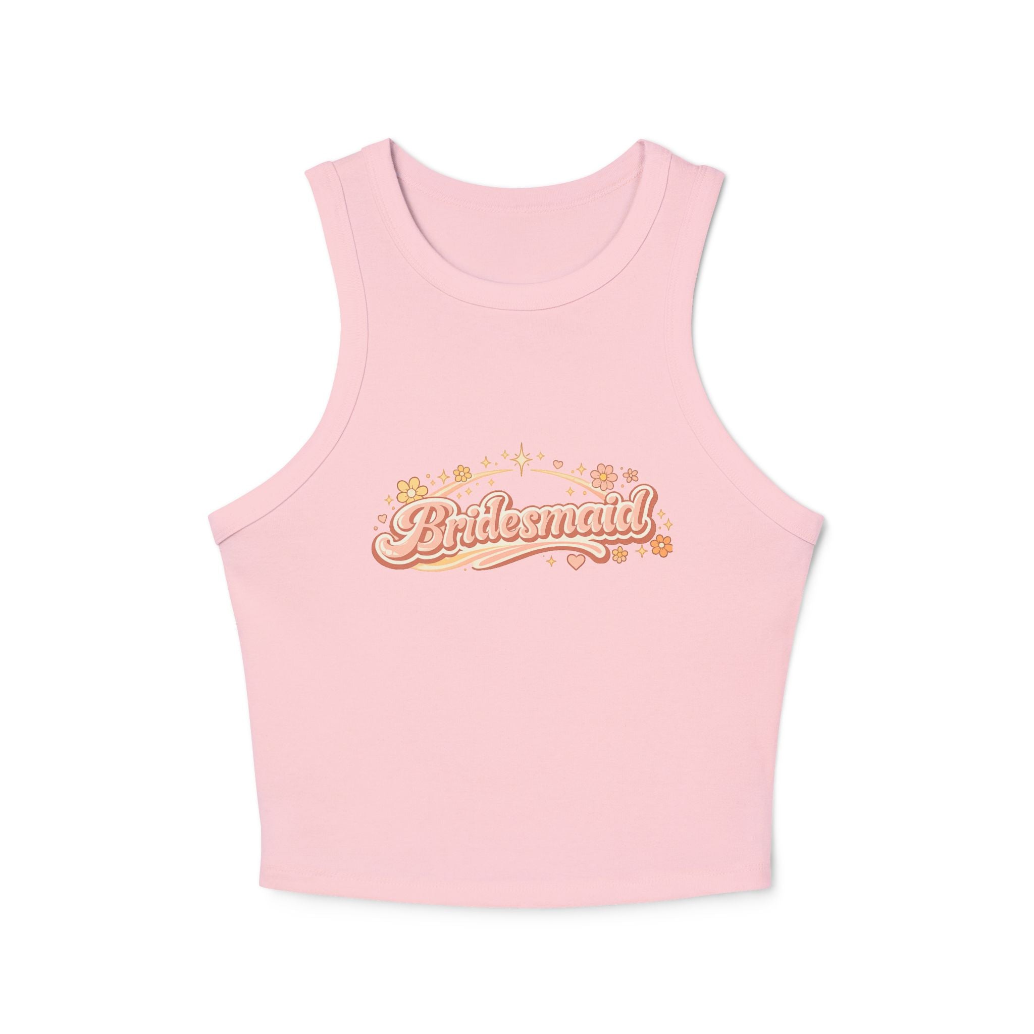Bridesmaid Floral Script Racer Tank