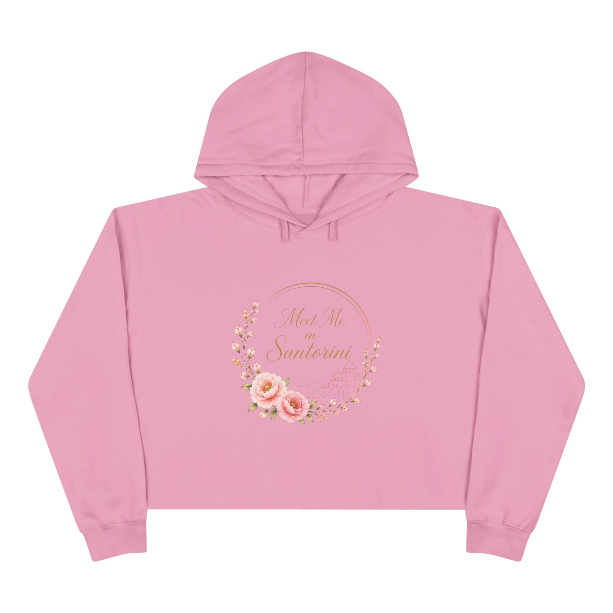 Meet Me on Santerin Crop Hoodie — Floral Wreath Women's Cropped Hoodie