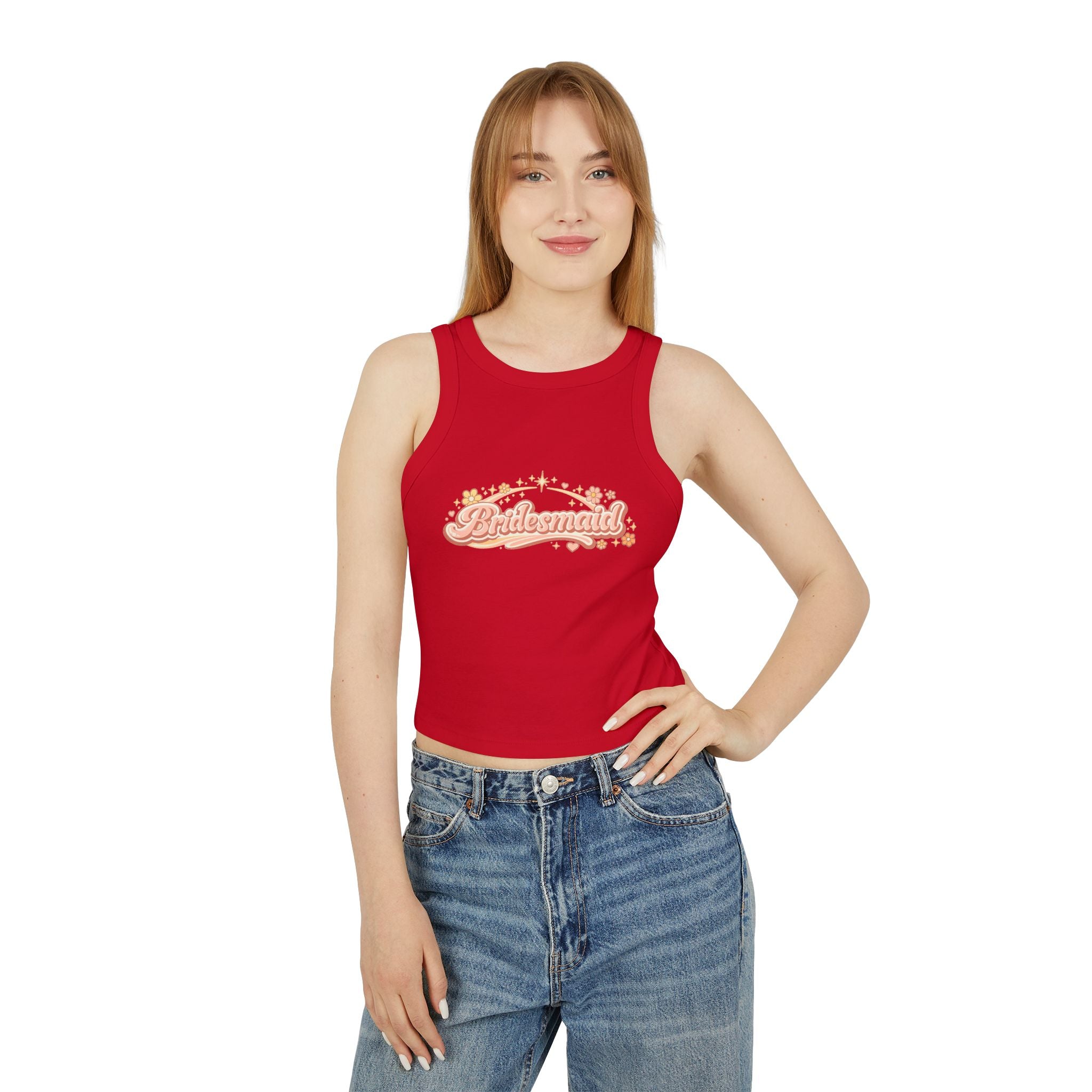 Bridesmaid Floral Script Racer Tank