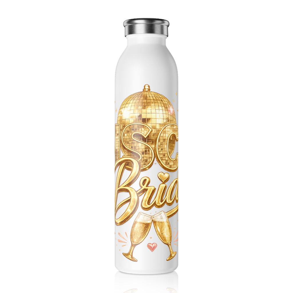 Slim Water Bottle — Disco Bride Gold Bachelorette Party Bottle