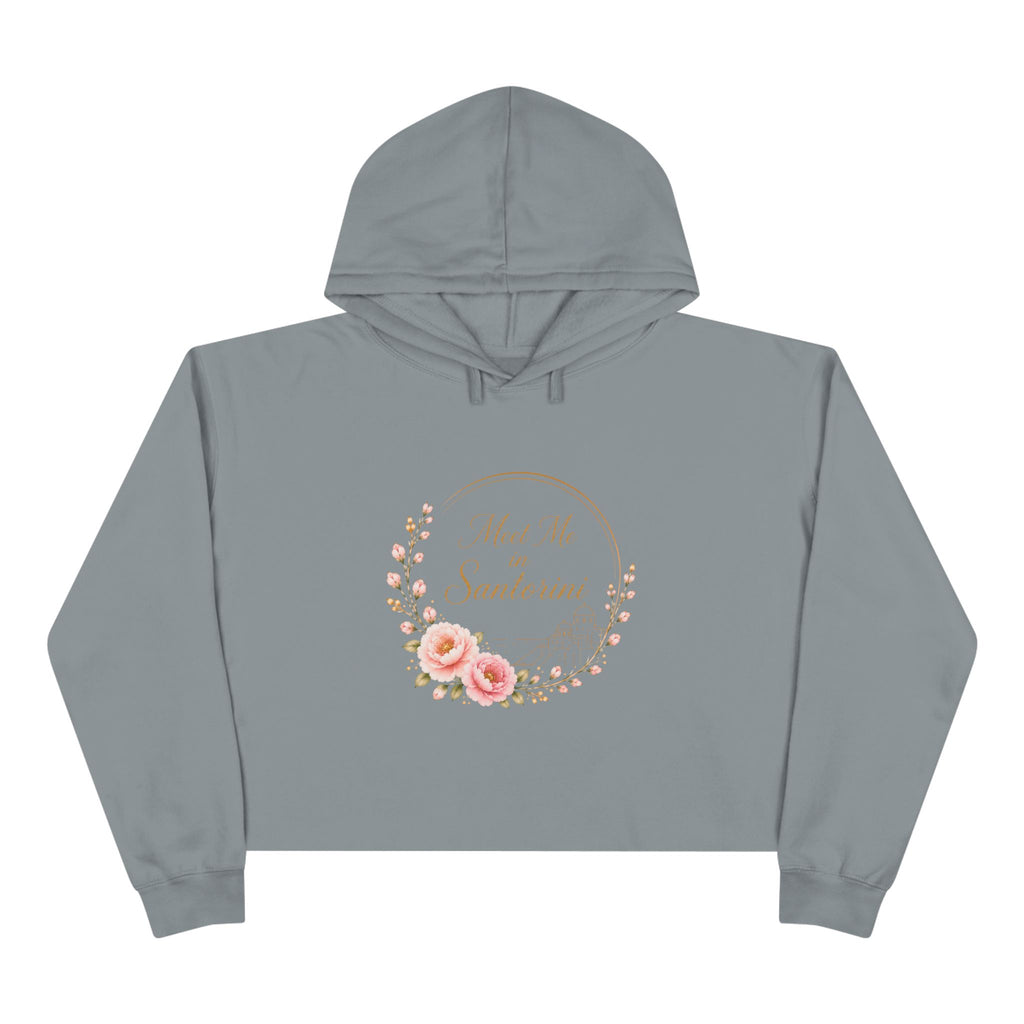 Copy of Meet Me on Santerin Crop Hoodie — Floral Wreath Women's Cropped Hoodie