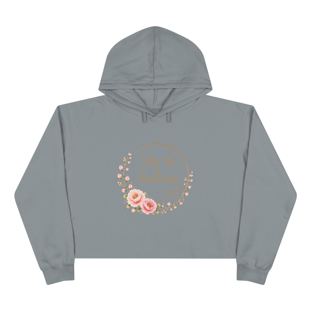 Copy of Meet Me on Santerin Crop Hoodie — Floral Wreath Women's Cropped Hoodie