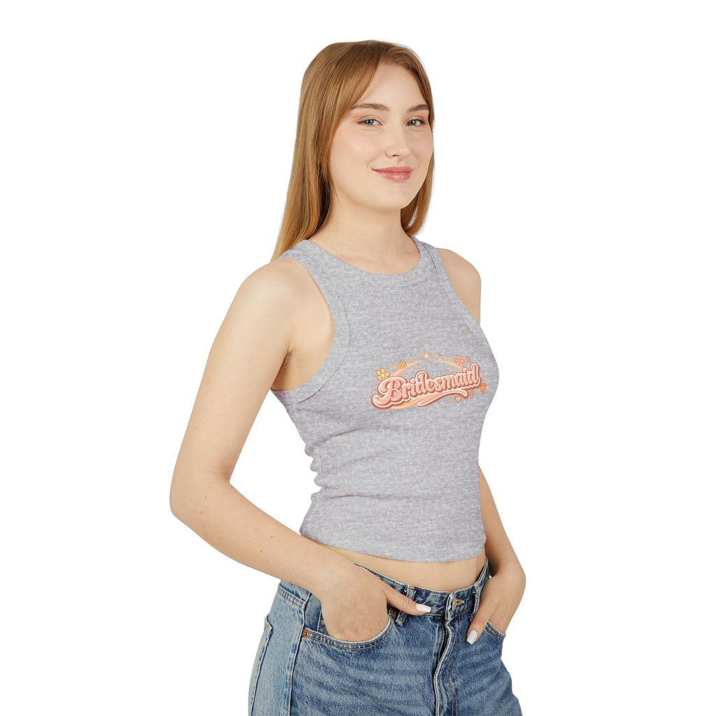 Bridesmaid Floral Script Racer Tank