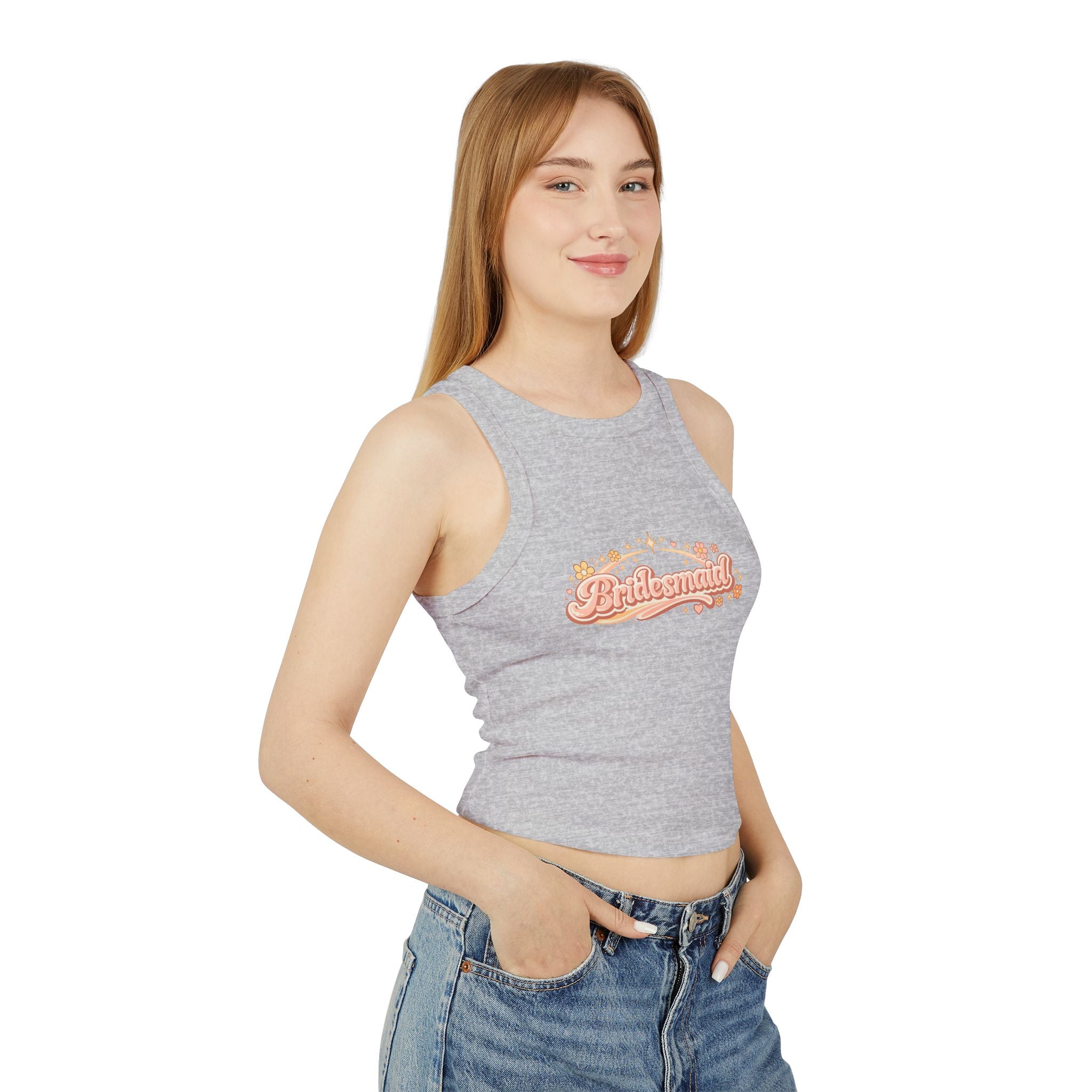 Bridesmaid Floral Script Racer Tank