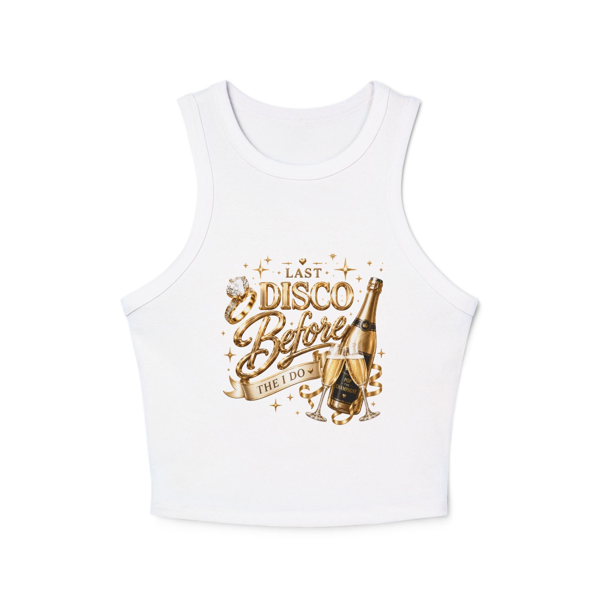 Disco Bride Tank Top — "Last Disco Before the I Do" Bachelorette Party Cropped Tank