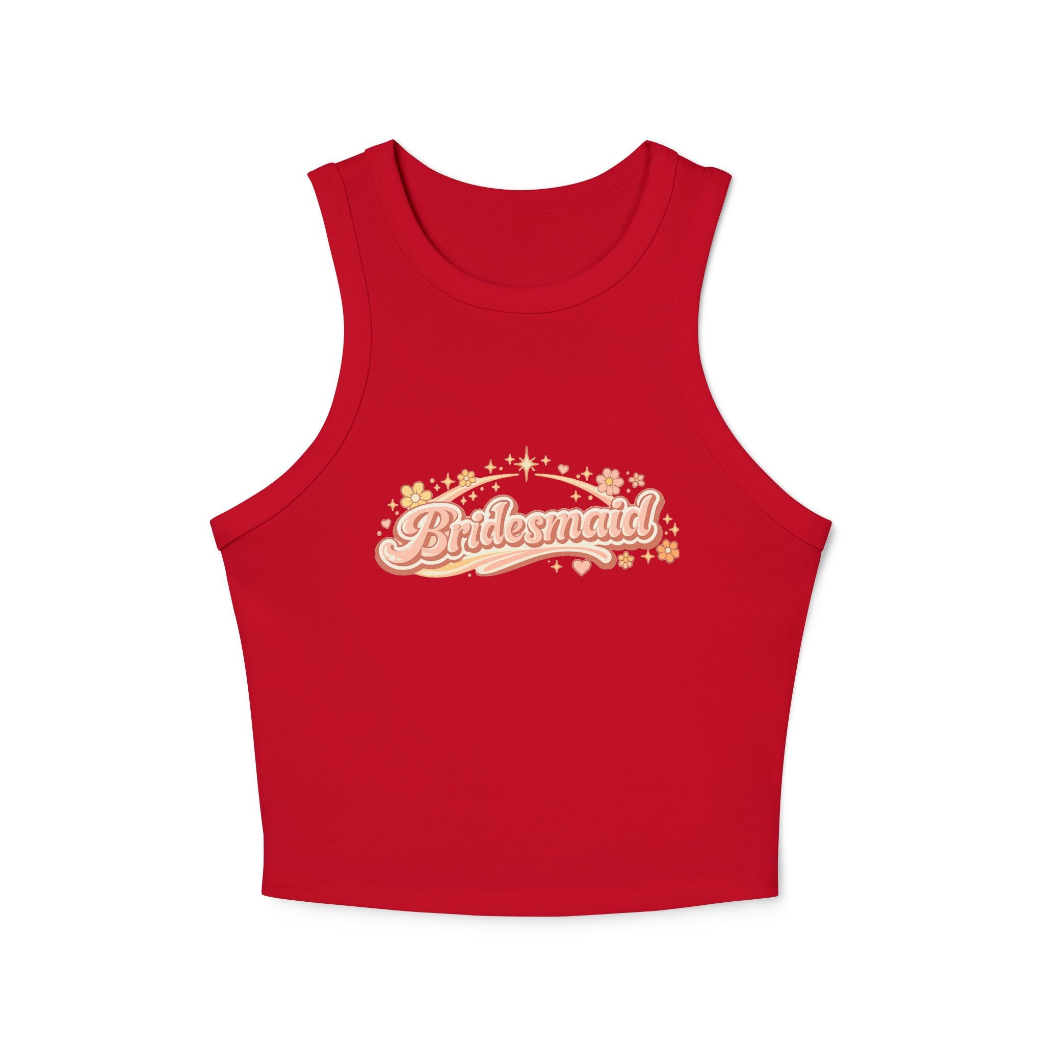 Bridesmaid Floral Script Racer Tank