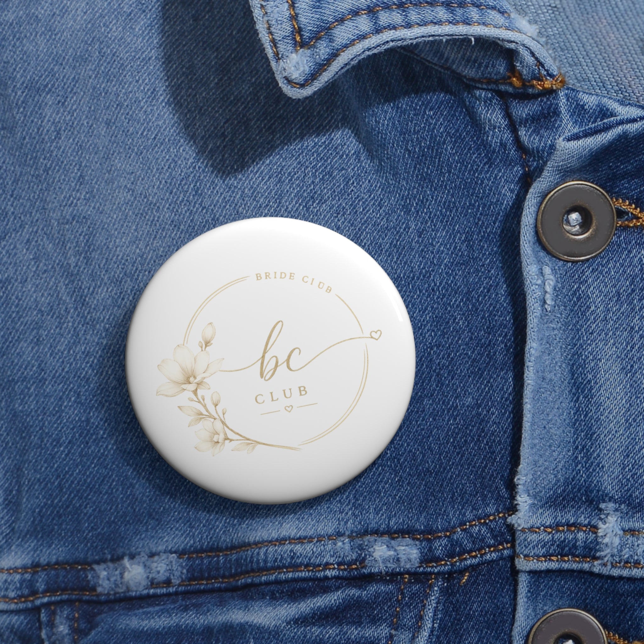 Bride Club Pin Button — Elegant Bridal Party Button Badge