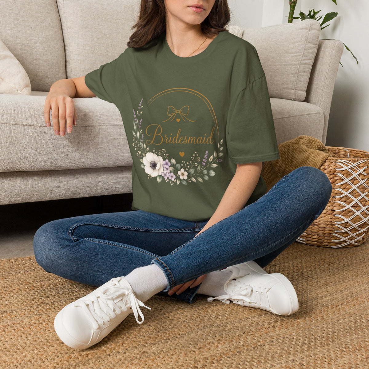 Bridesmaid Floral Gold T-Shirt
