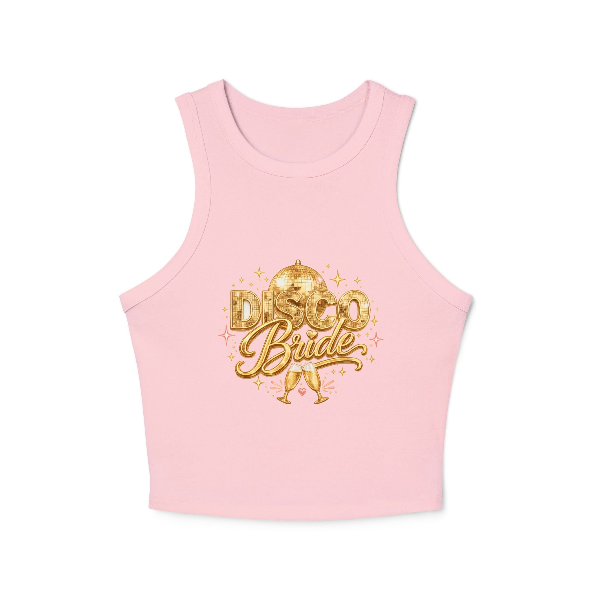 Disco Bride Racer Tank Top — Gold Foil Bachelorette Dance Party Crop