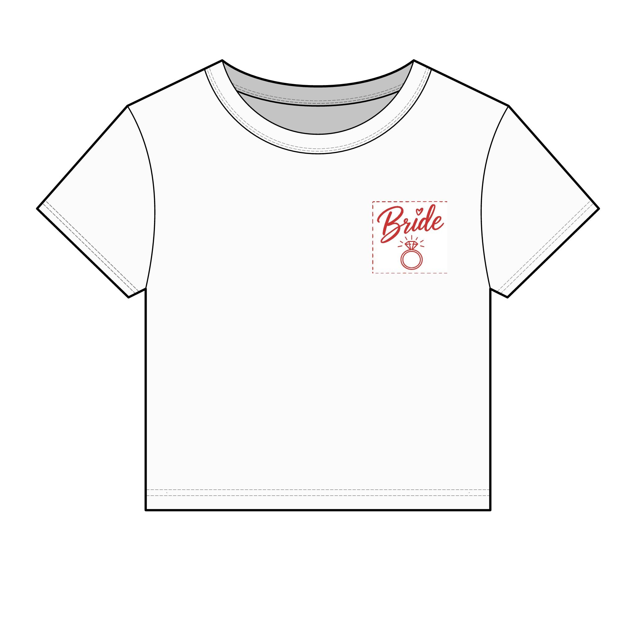 Bride Pocket Tee — Women's Cropped Bridal Shirt with Ring Graphic