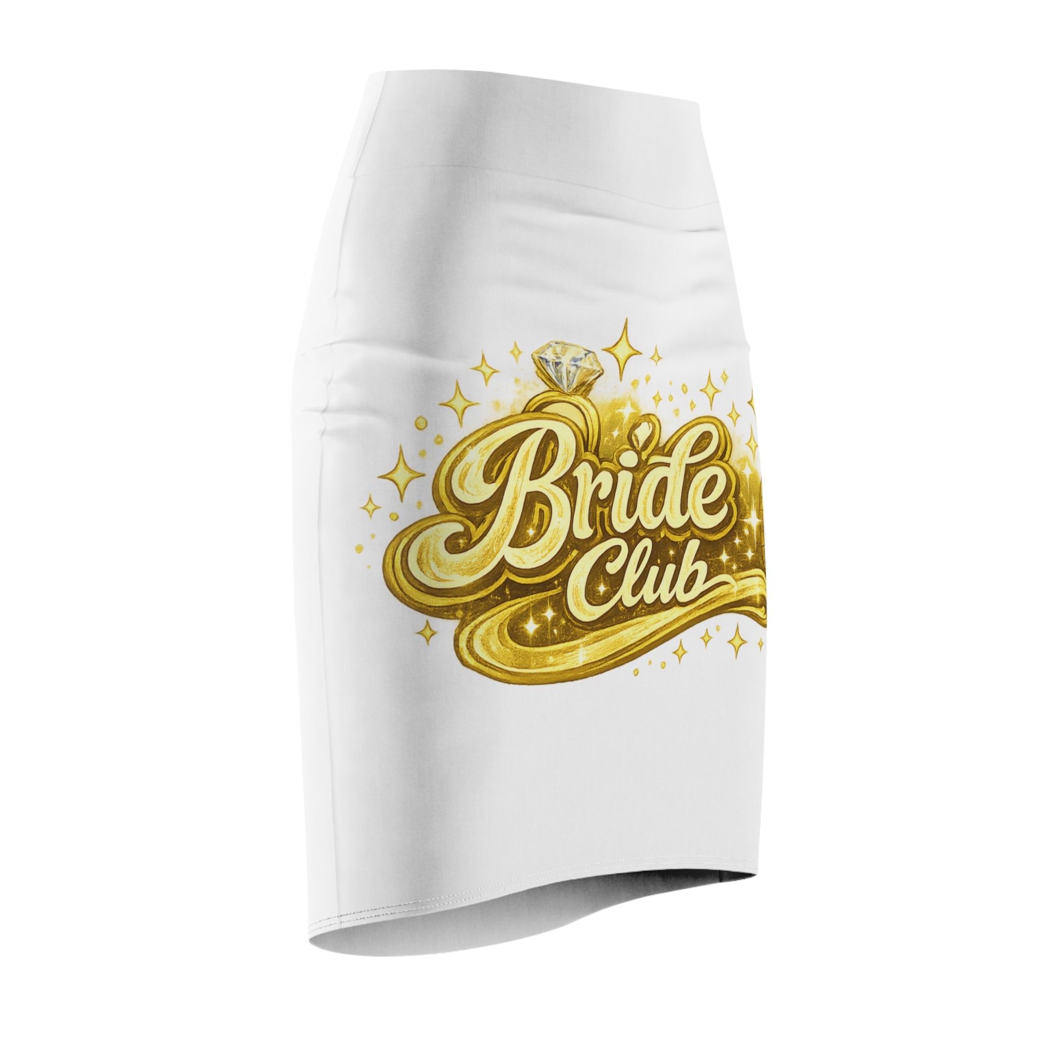 Bride Club Pencil Skirt — Gold Bridal Bachelorette Party Skirt