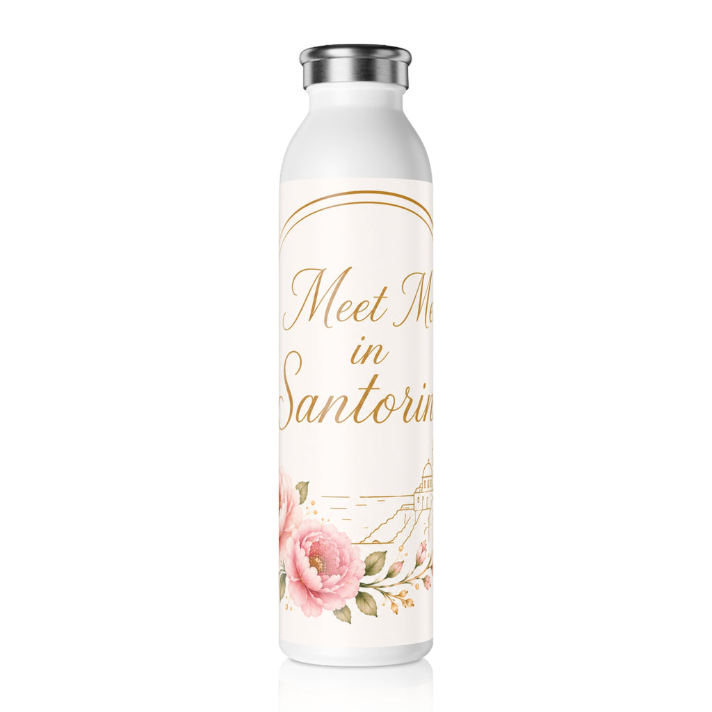 Copy of Meet Me in Santorini Slim Water Bottle — Floral Travel Insulated Bottle