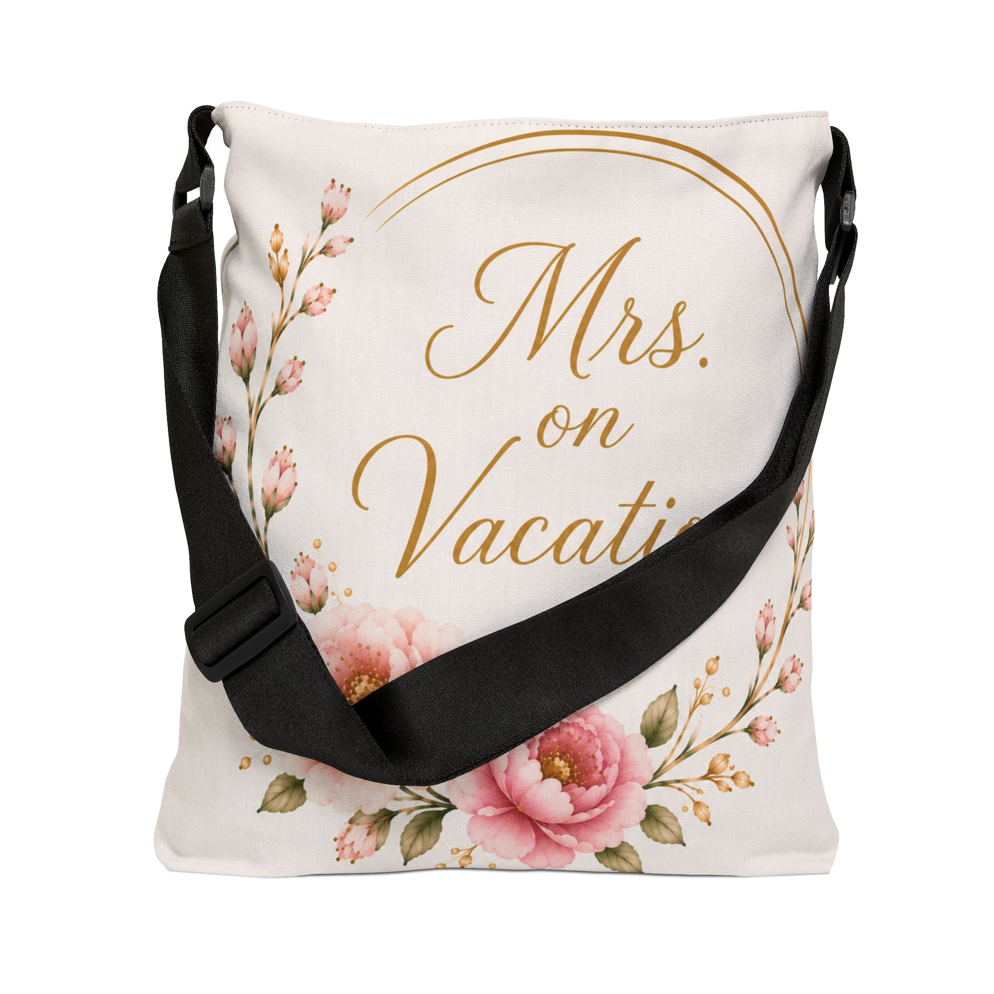 Mrs. on Vacation Floral Adjustable Tote Bag