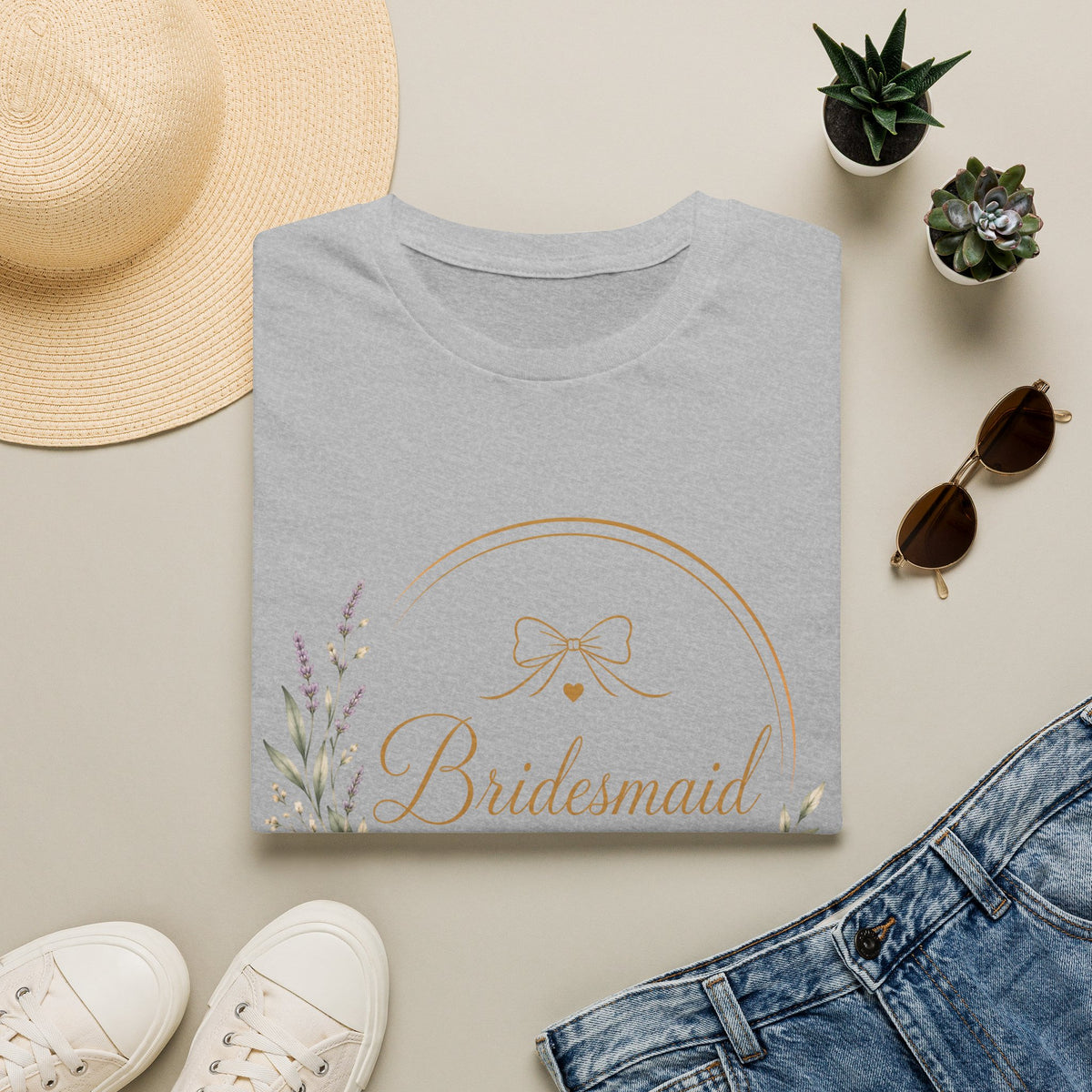 Bridesmaid Floral Gold T-Shirt