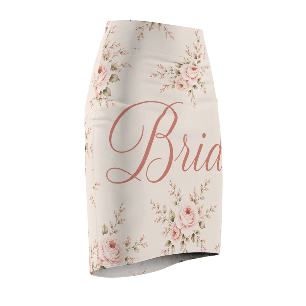 Bride Floral Pencil Skirt — Romantic Rose Bridal Skirt for Bachelorette & Wedding Events