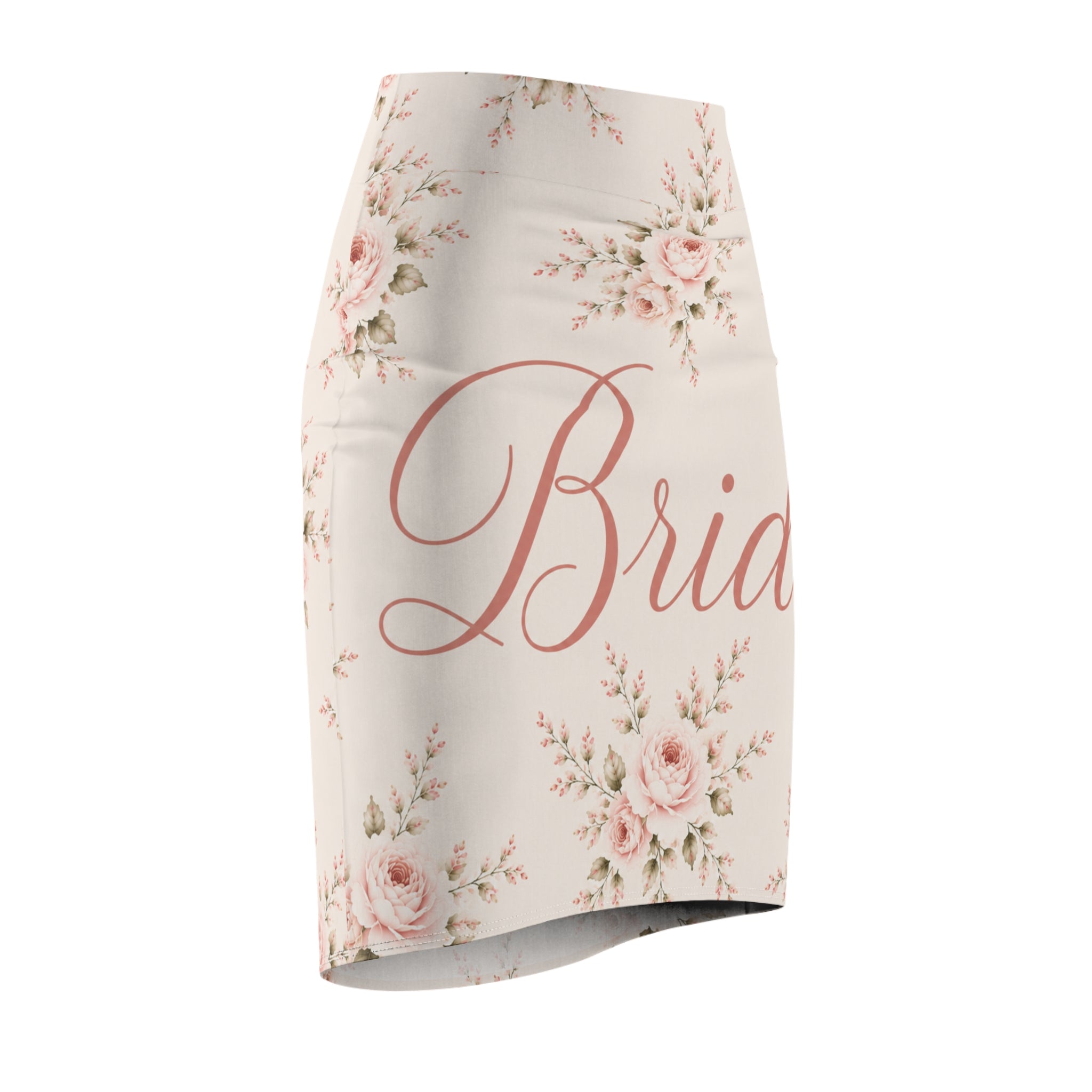 Bride Floral Pencil Skirt — Romantic Rose Bridal Skirt for Bachelorette & Wedding Events
