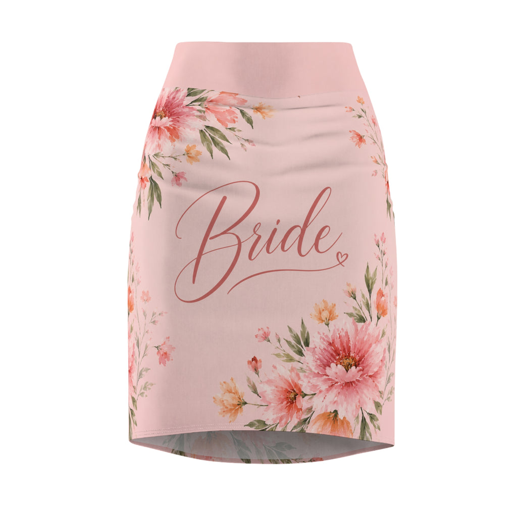 Bride Floral Pencil Skirt — Pink Bridal Party Bachelorette Outfit