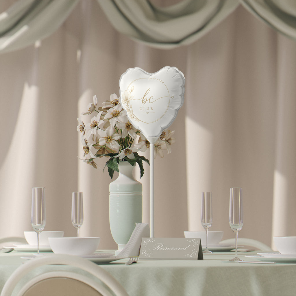 Bride Club Heart Balloon – 6" Gold Script Bridal Party Favor