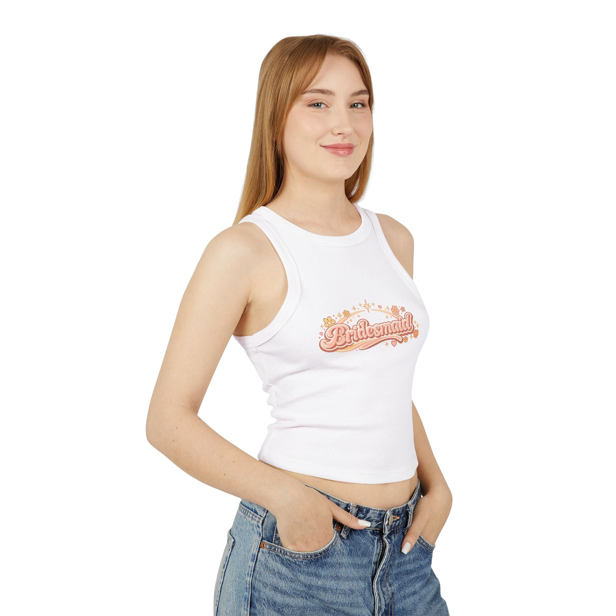 Bridesmaid Floral Script Racer Tank