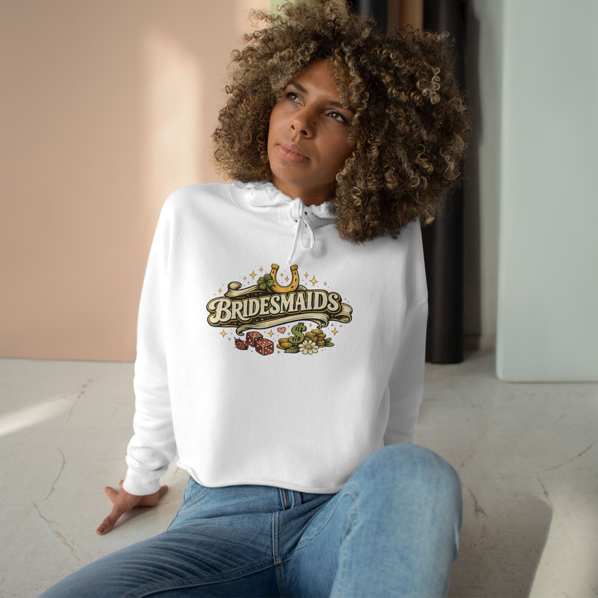 Bridesmaids Cropped Hoodie — Vintage Floral Bachelorette Sweatshirt