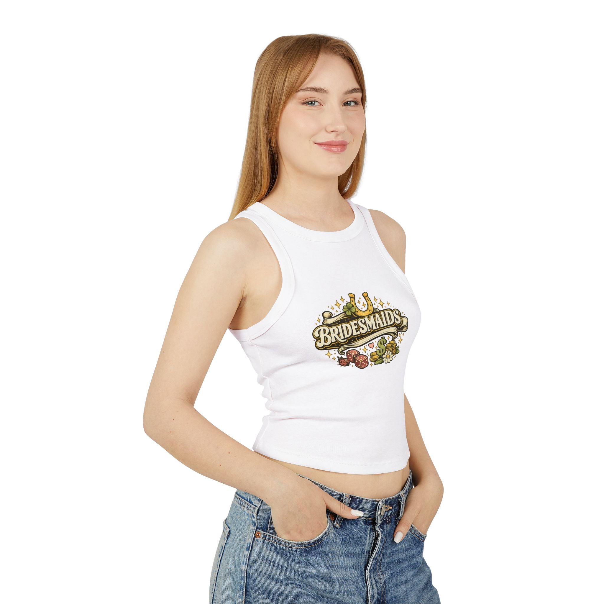 Bridesmaids Racer Tank Top — Rustic Horseshoe Floral Bachelorette Tee