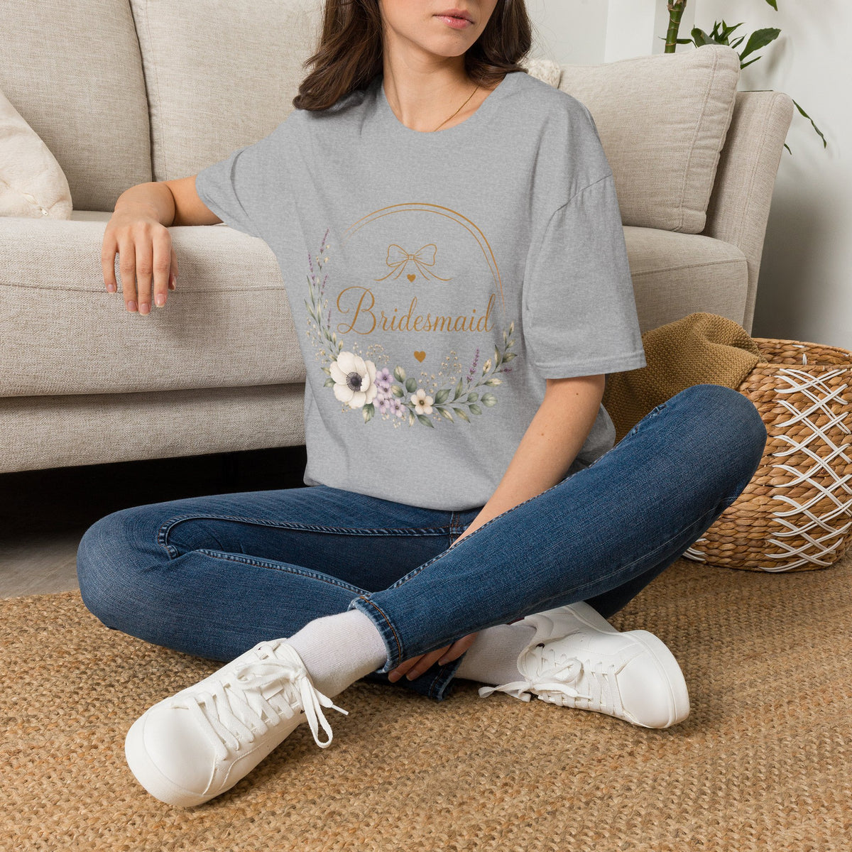 Bridesmaid Floral Gold T-Shirt