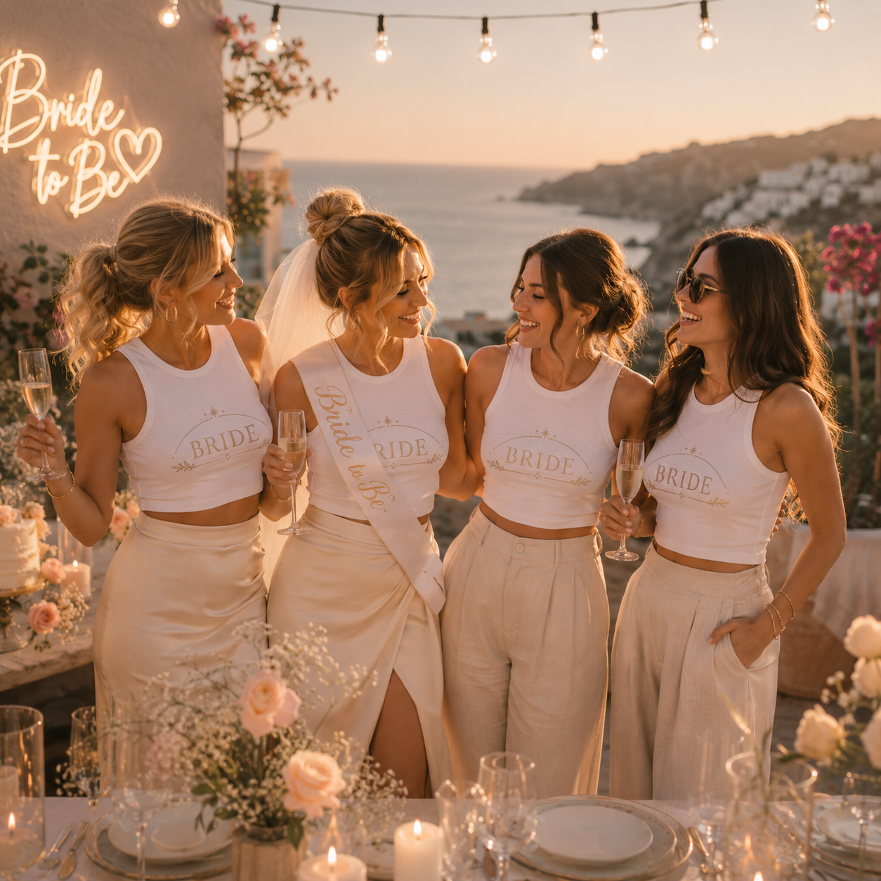 Bride Gold Script Bachelorette Tank Top