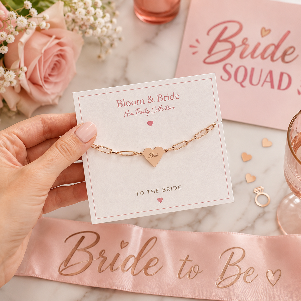 Heart Bracelet Engravable Rose Gold