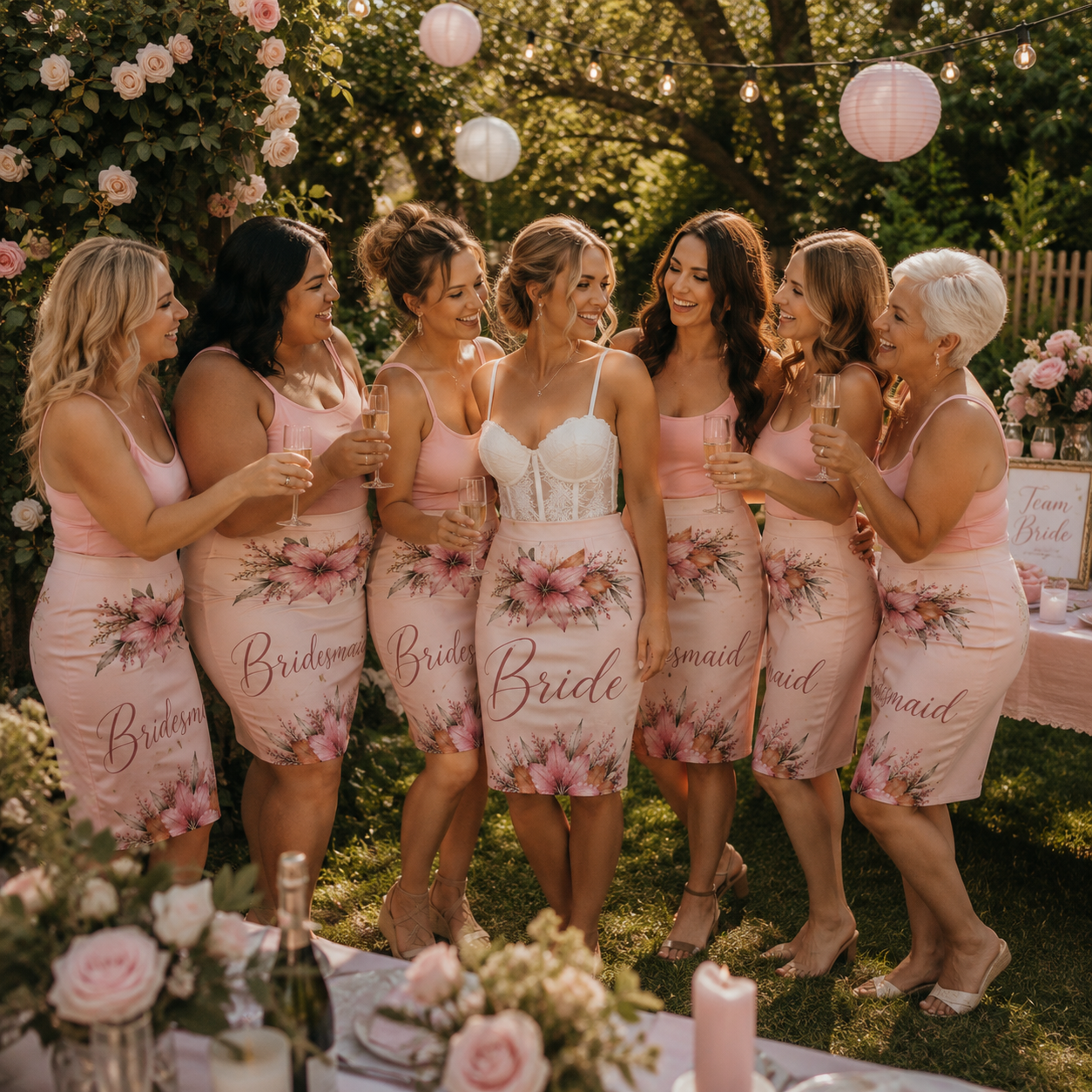Bride Floral Pencil Skirt