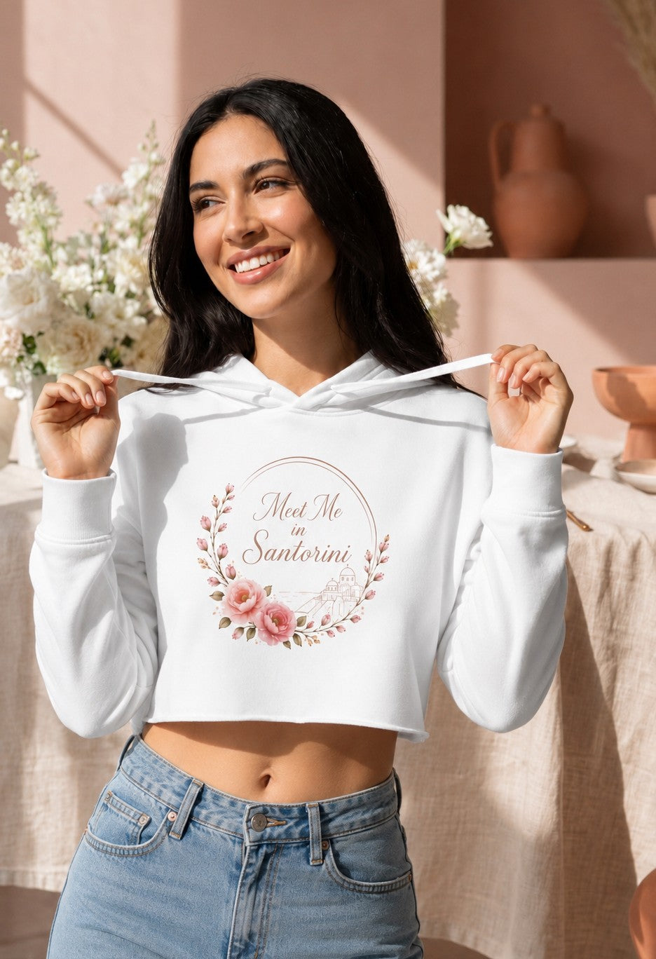 Meet Me in Santorini Crop Hoodie